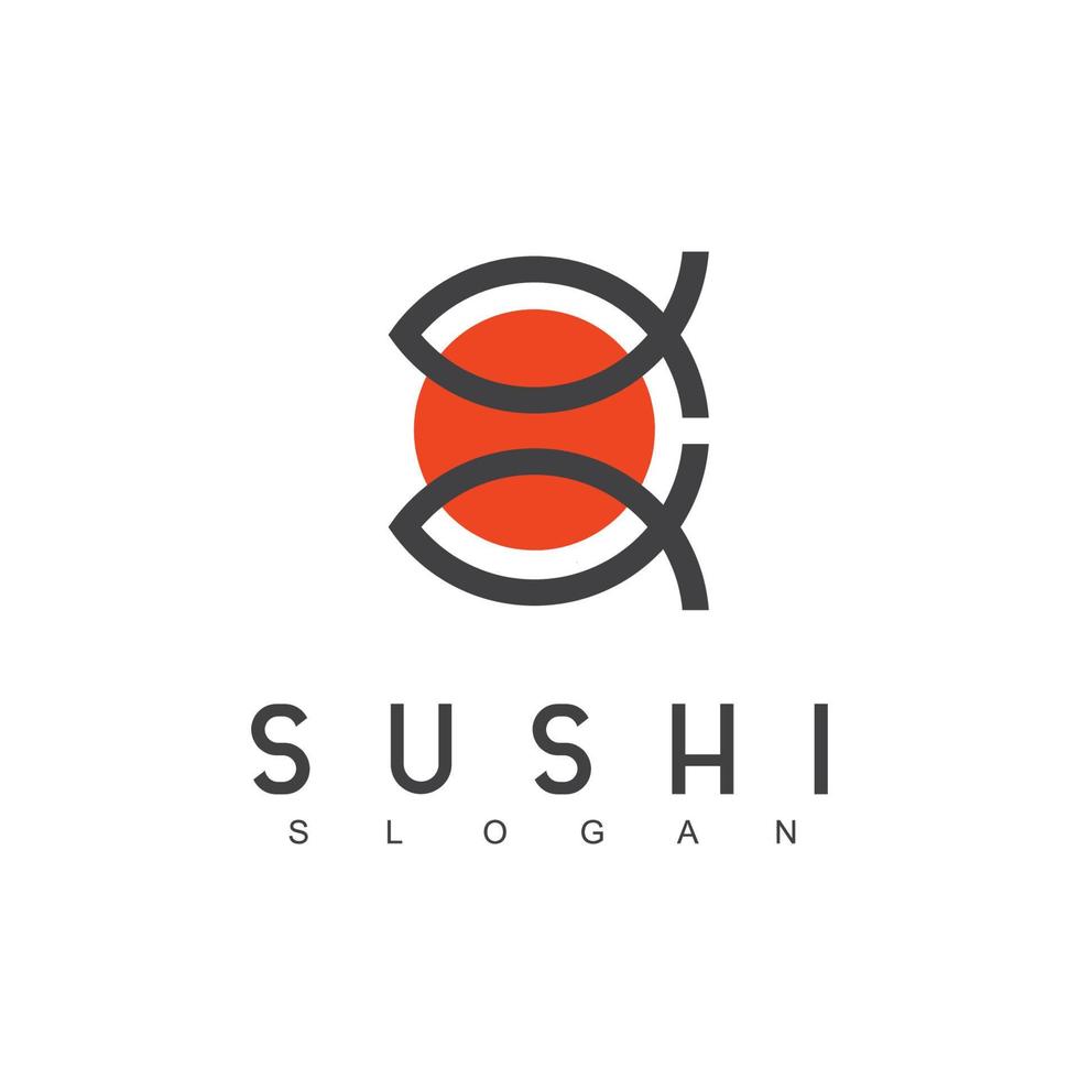 sushi logotyp mall, japansk mat symbol vektor