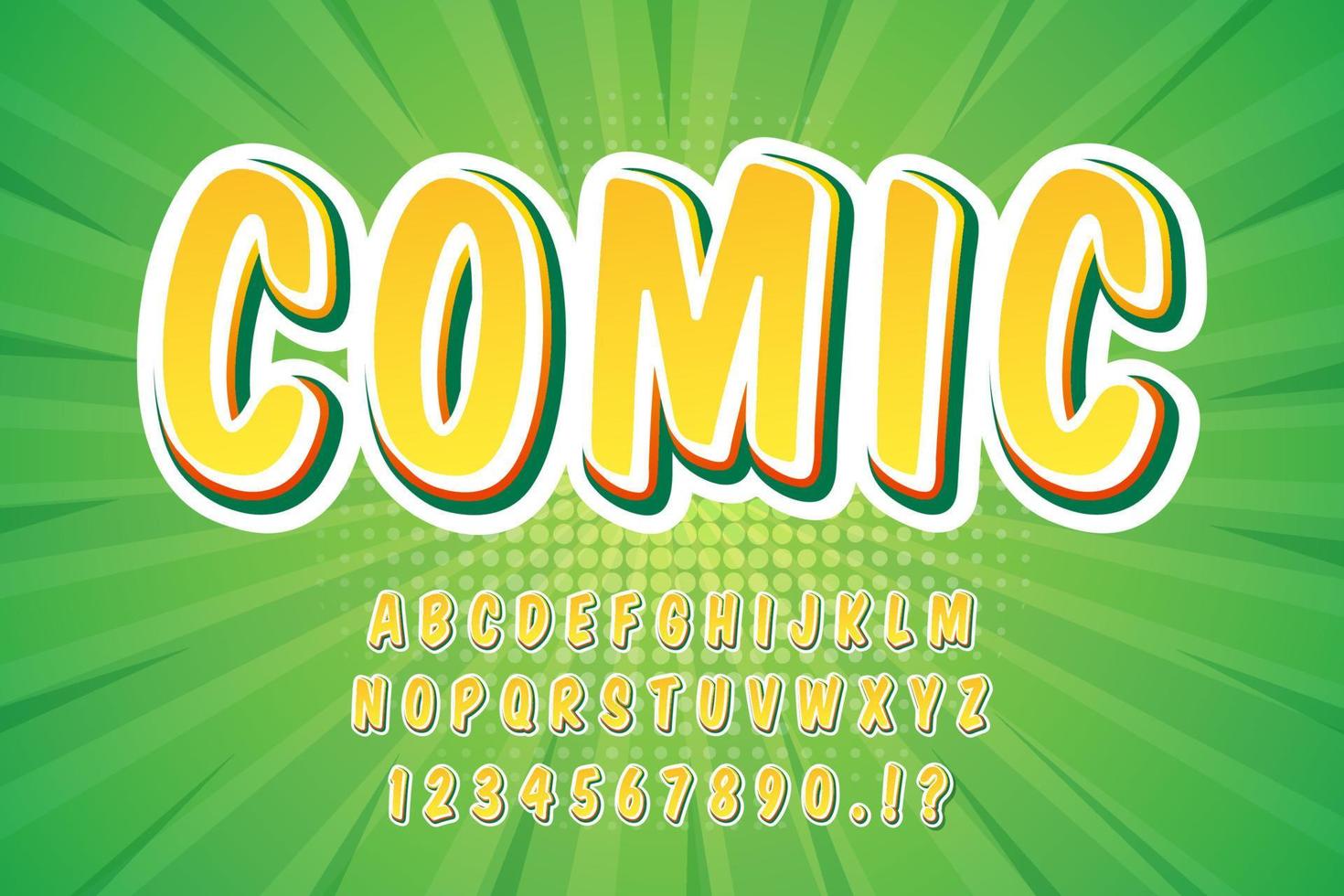 dekorativa komiska teckensnitt och alfabetet vektor