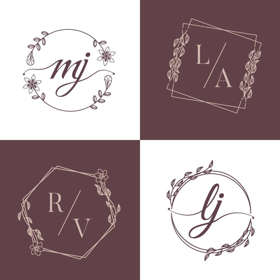 dekorativa lyxiga bröllop logotyp alfabet vektor