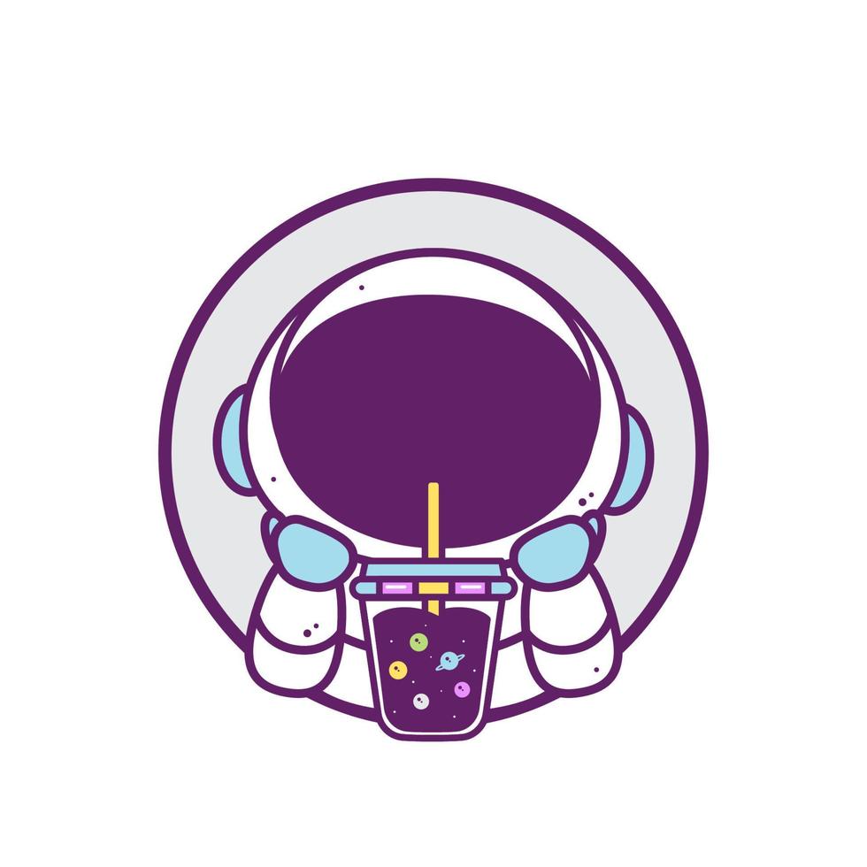 süßes astronautengetränk bubble tea logo vektor