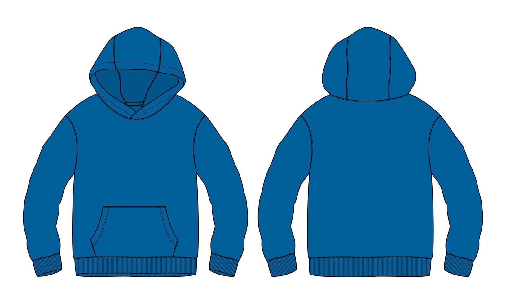 Langarm Hoodie Vektor Illustration blaue Farbvorlage.