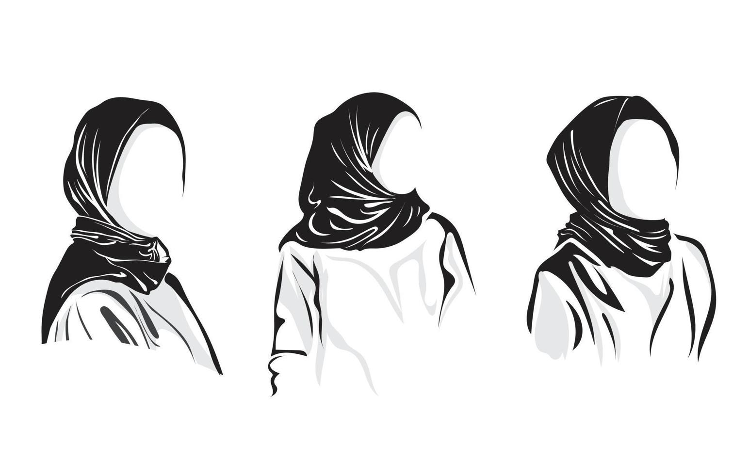Vektor-Silhouette-Zeichnung einer muslimischen Frau mit Hijab vektor