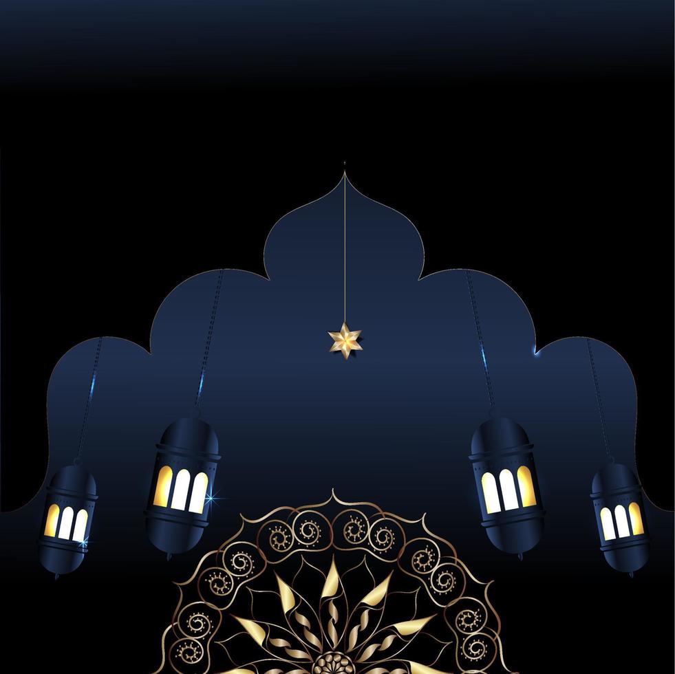 islamisk ramadan kareem banner bakgrund med halvmånemönster moon star moské lykta. vektor
