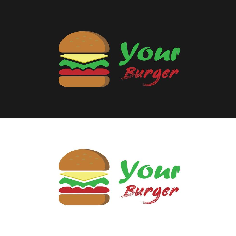brot mit gemüse und fleisch für einfaches burger-shop- und hamburger-restaurant-fast-food-logo-design vektor