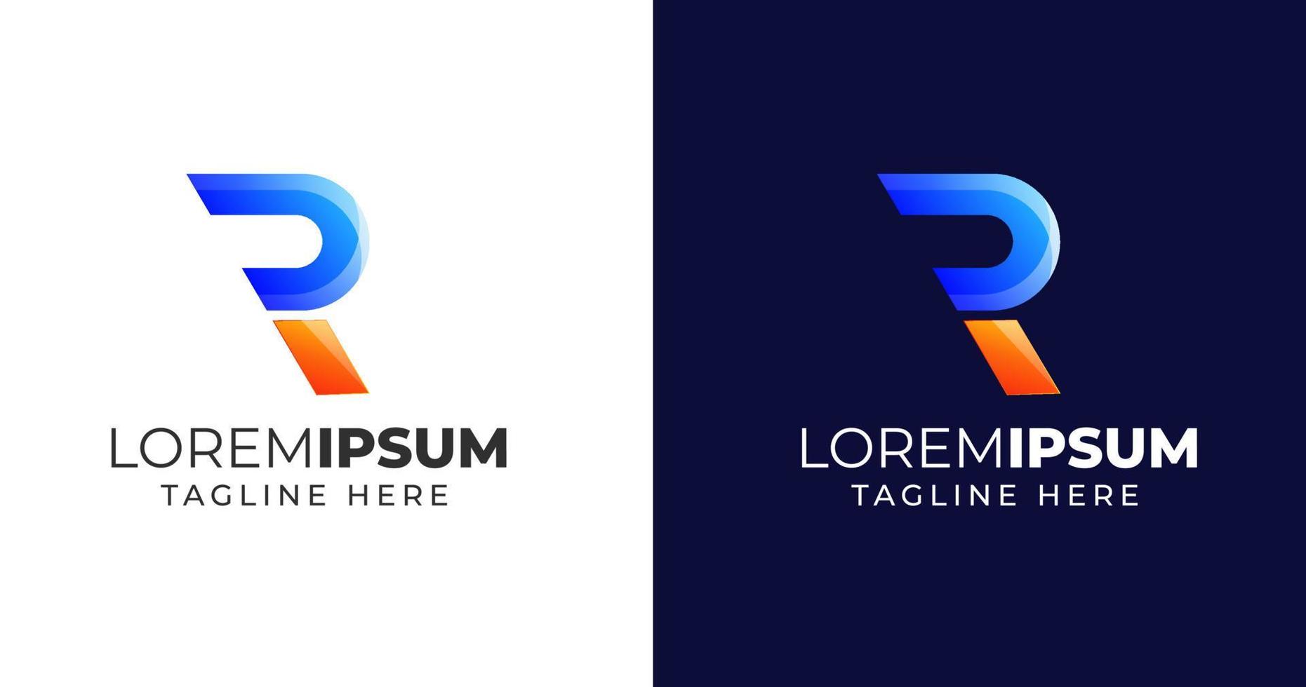 bokstaven r logotyp formgivningsmall färgglada moderna gradient vektor