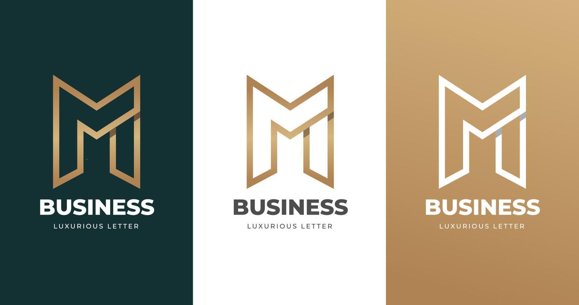 första bokstaven m logotyp design med guld gradient koncept lyx vektor