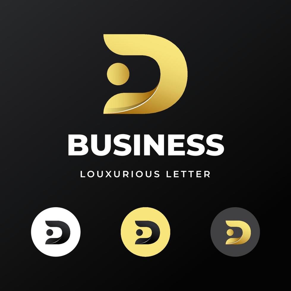 initial bokstaven d logotyp malldesign med guldgradient koncept lyx för affärsföretag vektor