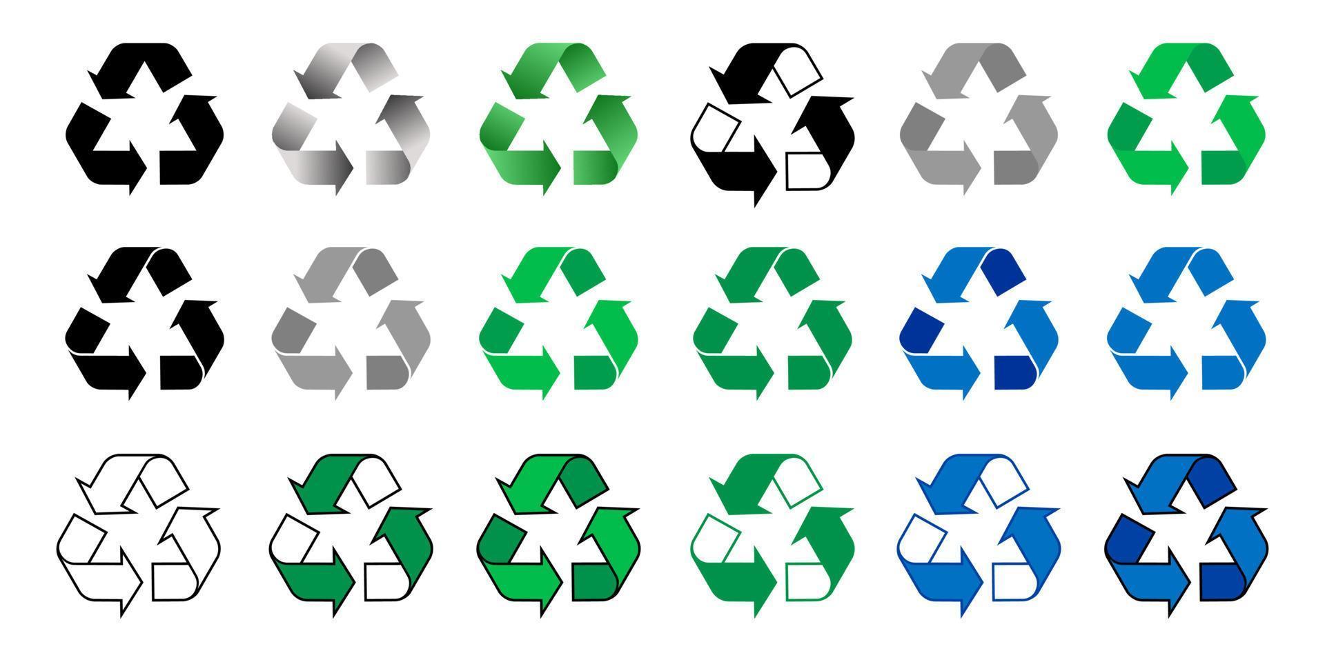 Recycling-Symbol. Pfeile recyceln Öko-Symbolvektor-Designillustration. Recycling-Icon-Sammlung. vektor