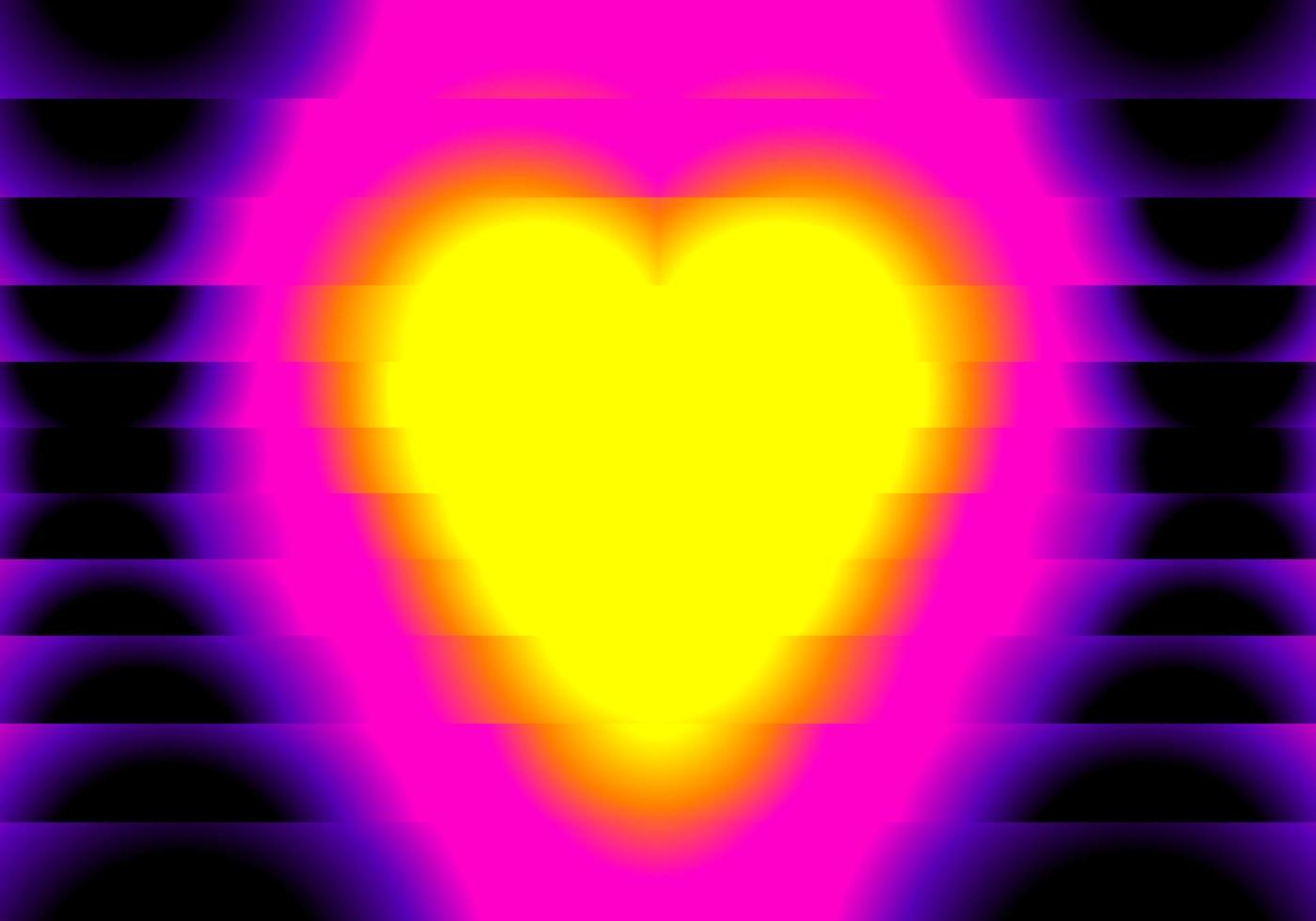gelbes Herz rosa Rand schwarzer Hintergrund vektor