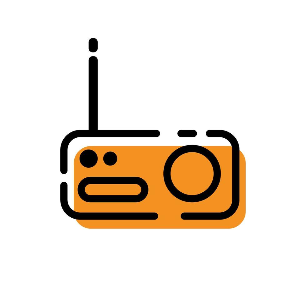 Flaches Design der netten orange Radio-FM-Ikone für APP-Aufkleber-Vektorillustration vektor