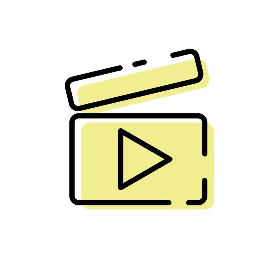 Flaches Design der niedlichen gelben Videoplayer-Ikone für APP-Etikettenvektorillustration vektor