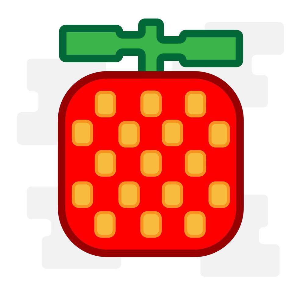 söt fyrkantig färsk jordgubbe platt design tecknad för skjorta, affisch, presentkort, omslag eller logotyp vektor