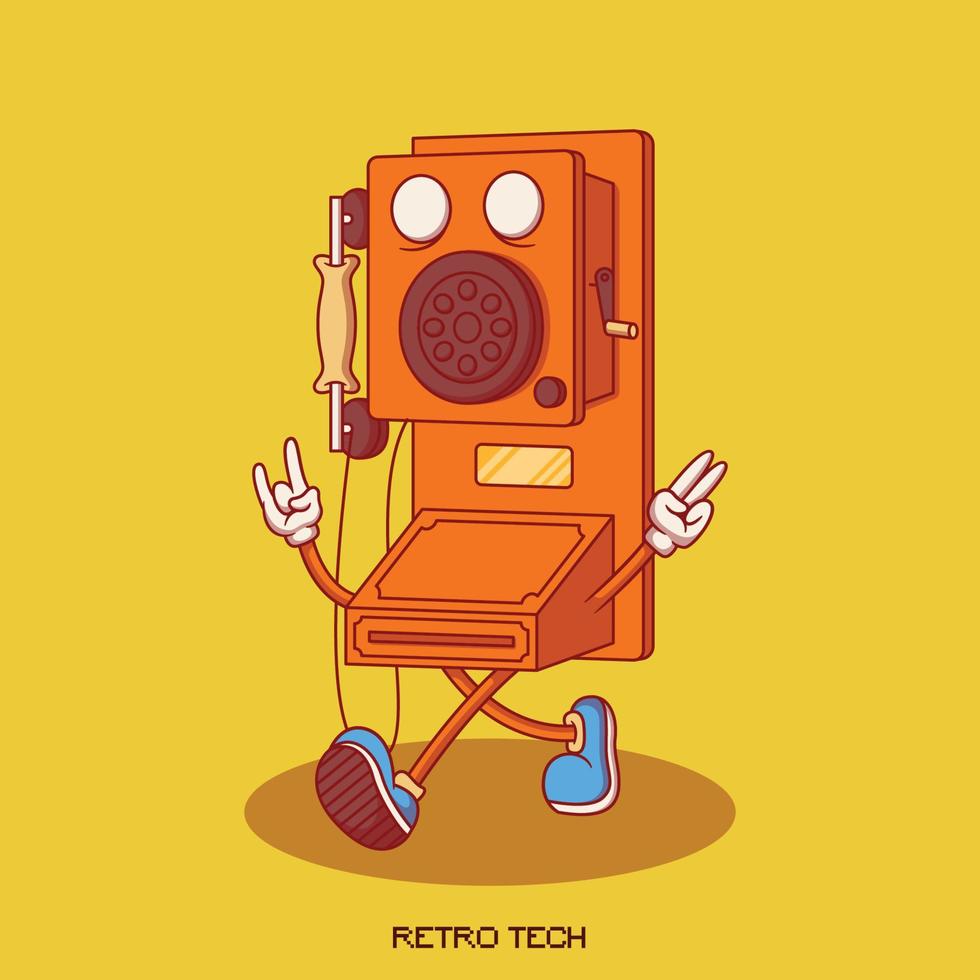 retro vintage walking telefon illustration vektor