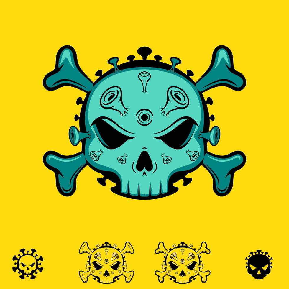coronavirus skalle symbol piratliknande stil. vektor illustration