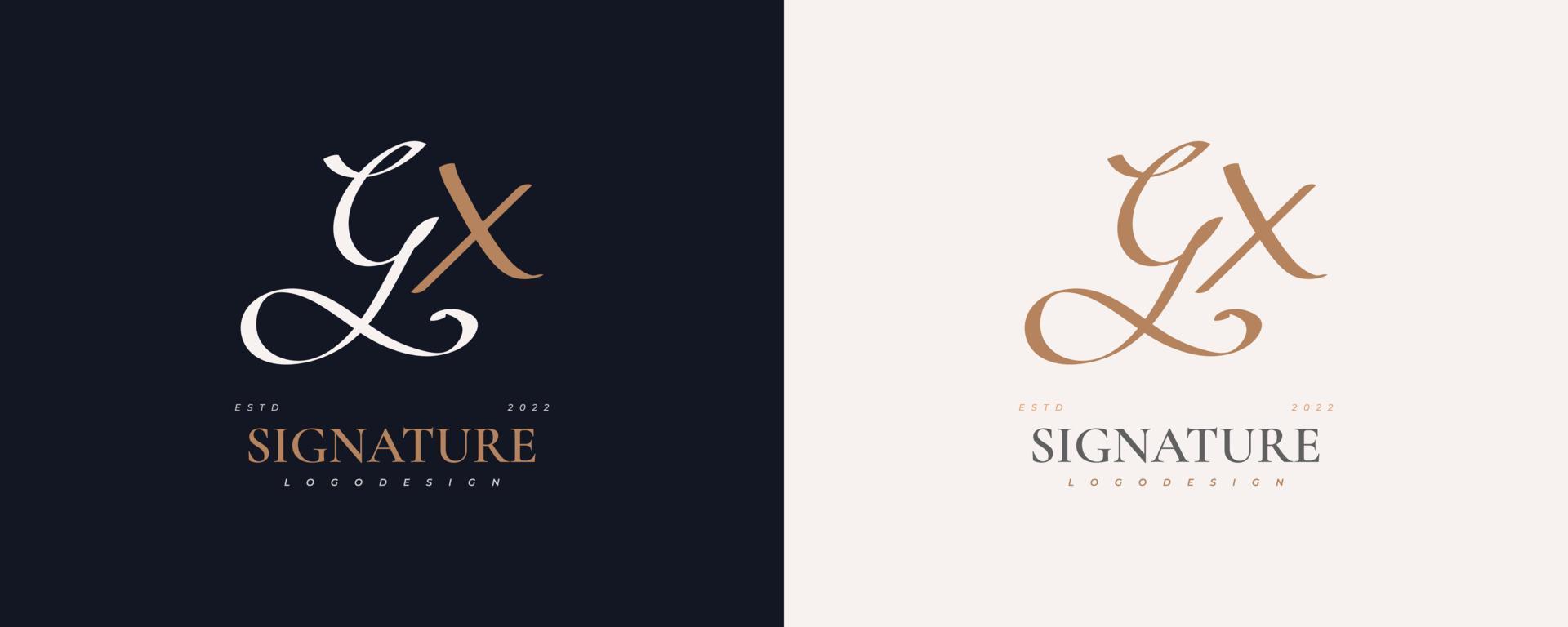 initial g och x logotyp design i elegant och minimalistisk handstil. gx signaturlogotyp eller symbol för bröllop, mode, smycken, boutique och affärsidentitet vektor