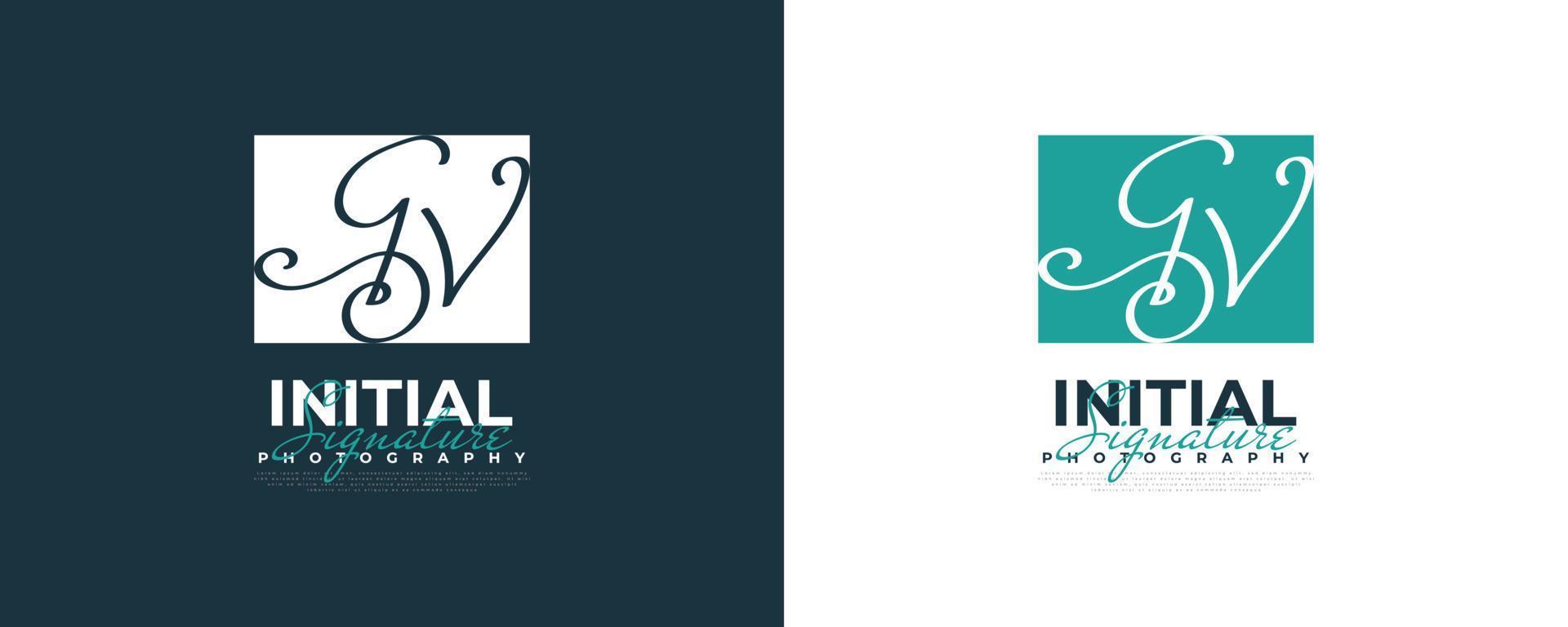 initial g och v logotypdesign i elegant och minimalistisk handstil. gv signaturlogotyp eller symbol för bröllop, mode, smycken, boutique och affärsidentitet vektor