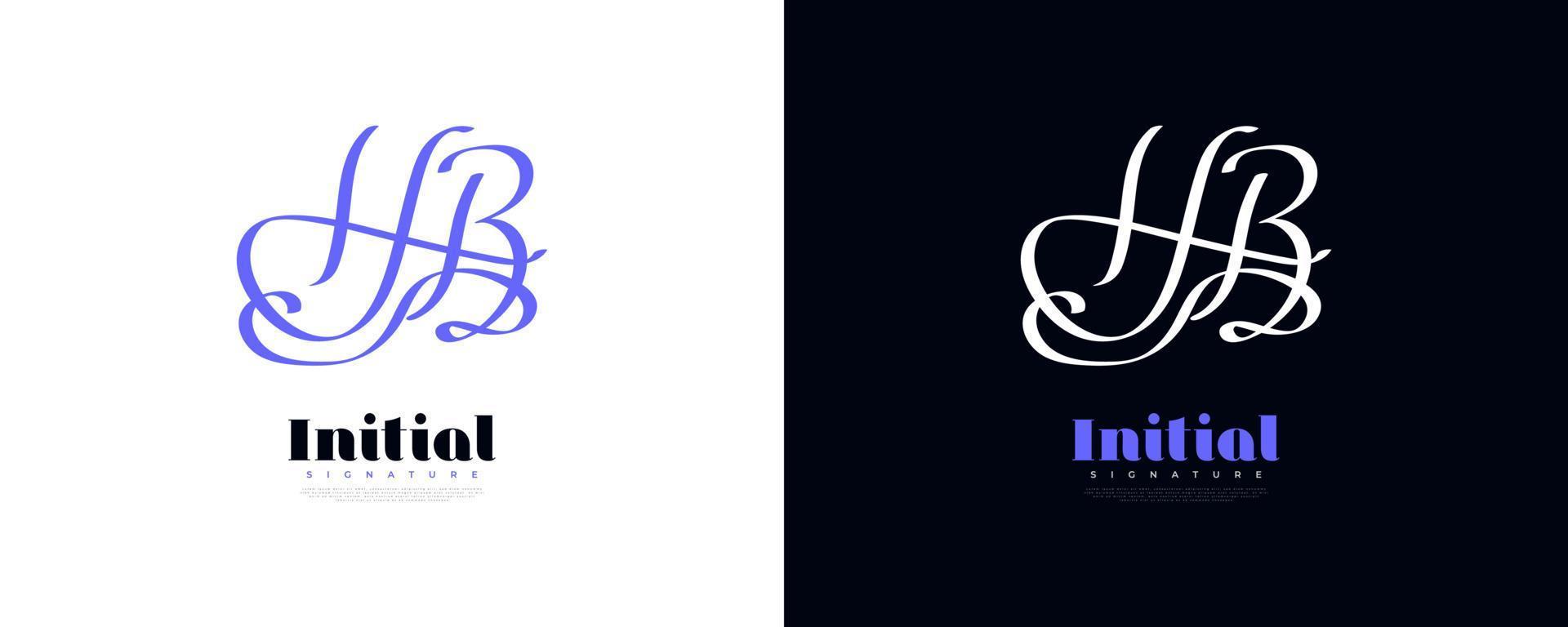 anfängliches h- und b-logo-design im eleganten und minimalistischen handschriftstil. hb Signatur-Logo-Design vektor