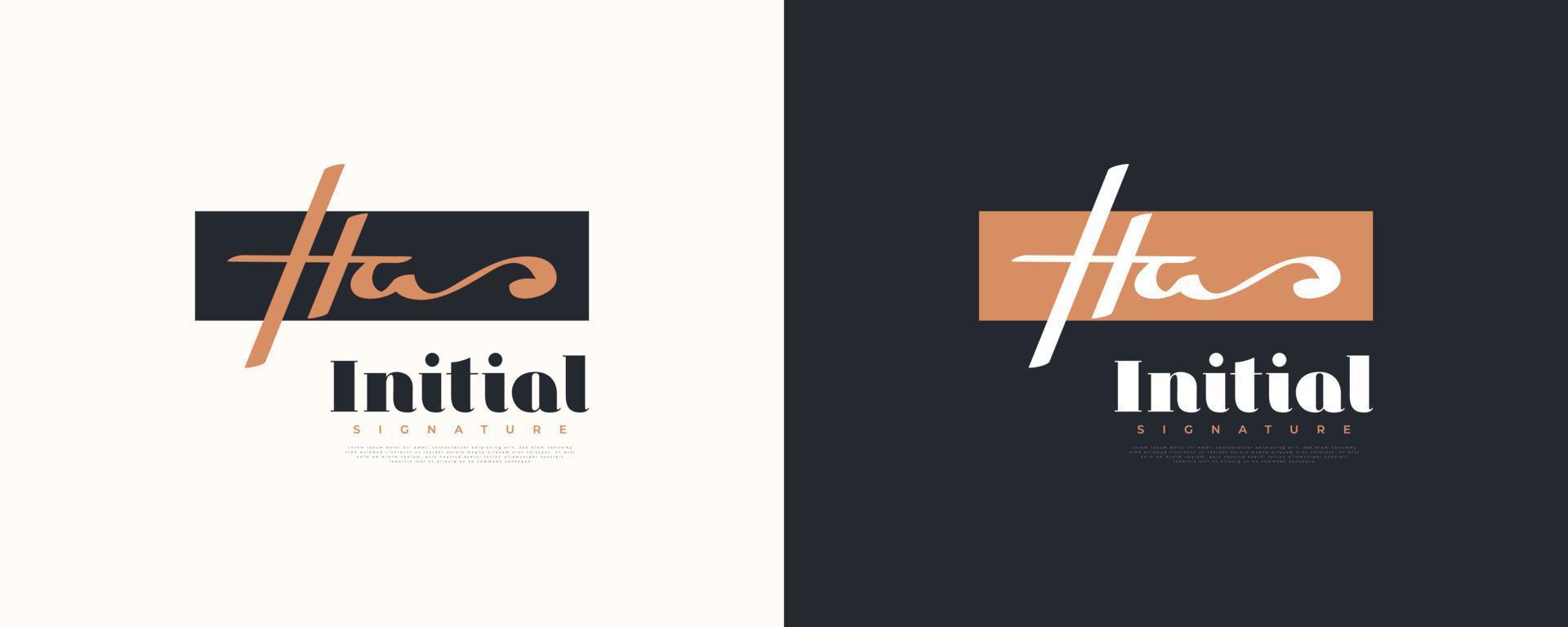 initial h och en logotypdesign i elegant och minimalistisk handstil. ha signaturlogotyp för företagsidentitet vektor