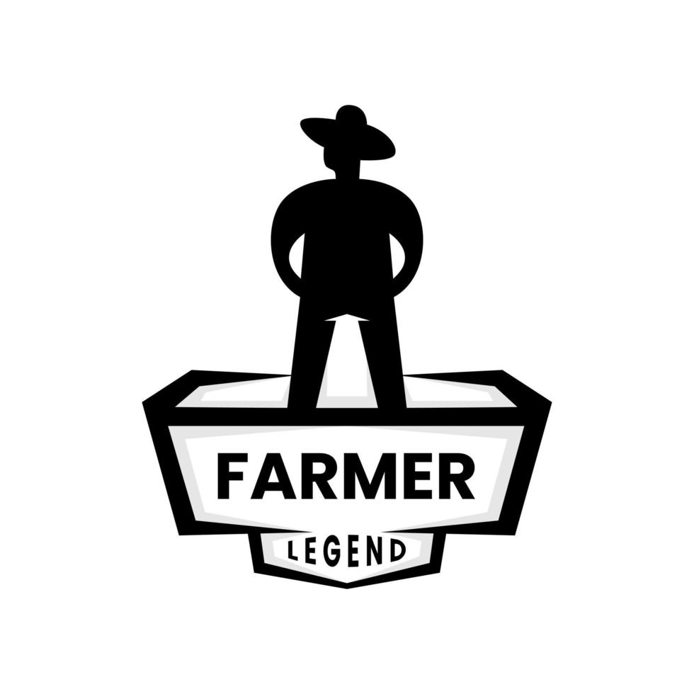 Silhouette-Legende Farmer-Logo-Design-Vorlage vektor