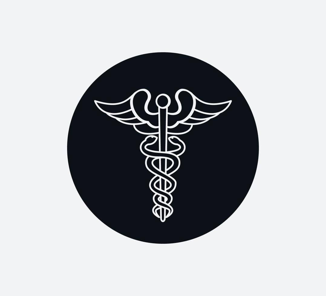 Caduceus-Symbol Vektor-Logo-Design-Vorlage vektor