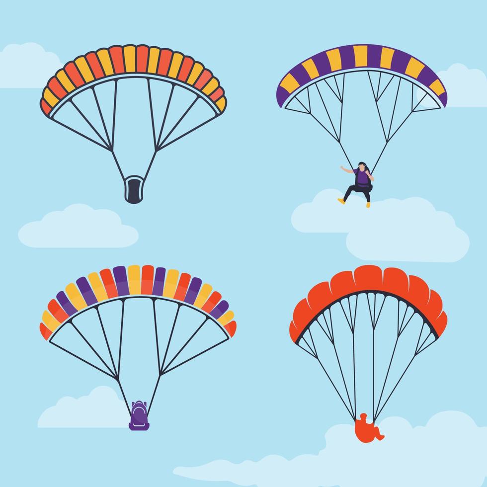 einzigartiges einfaches Paragliding-Clipart- und Vektorillustrationsdesign, kostenloser Premium-Vektordatei-Download vektor