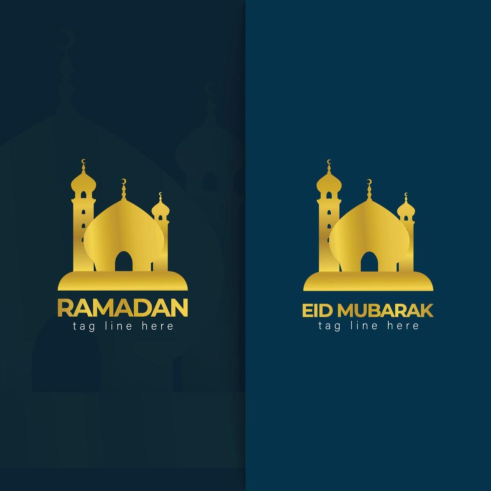 utmärkt lyxig unik ramadan och eid islamisk musque minimal logotypdesign vektor