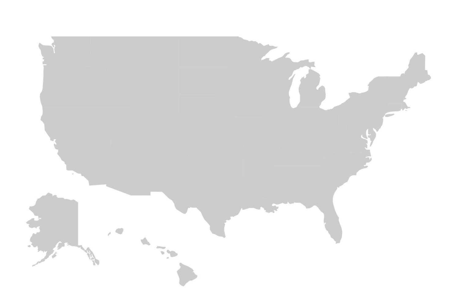 Vektorkarte der Vereinigten Staaten von Amerika auf weißem Hintergrund vektor