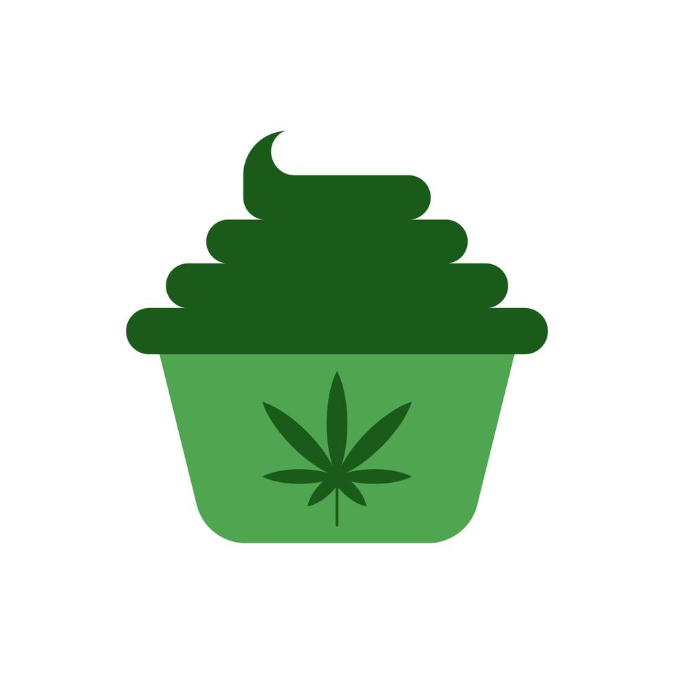 Cannabis-Cupcake-Vektorsymbol auf weißem Hintergrund vektor