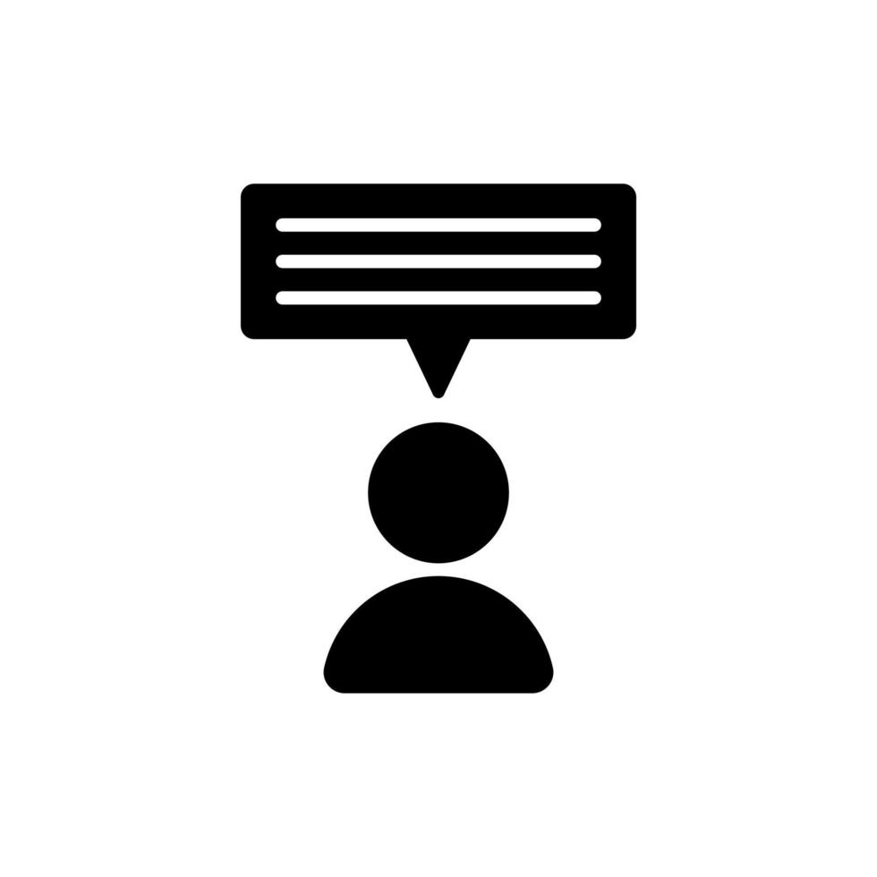 schwarzes Vektorsymbol für Person und Sprechblase vektor