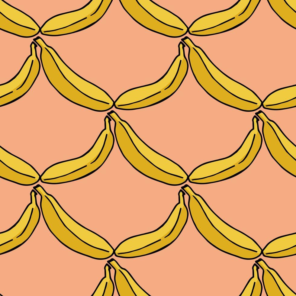 Nahtloses Muster mit Banane auf hellorangem Hintergrund vektor