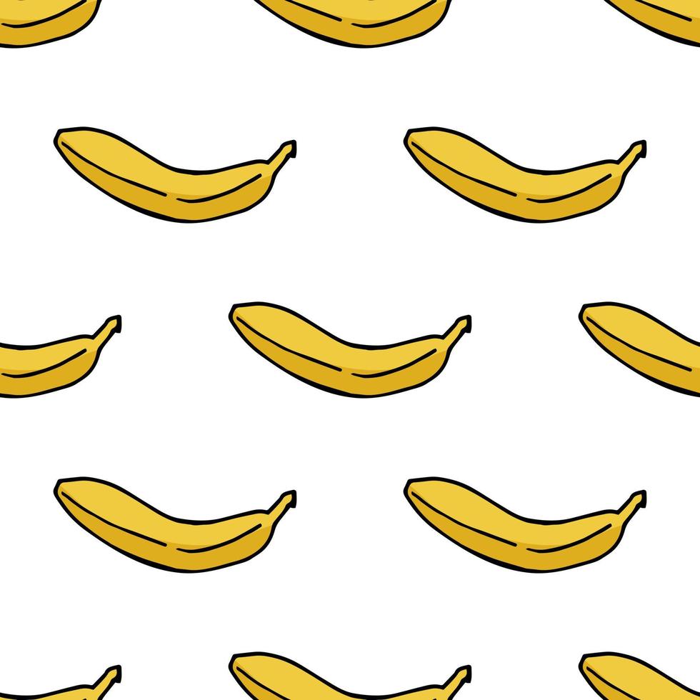 Nahtloses Muster mit leckerer Banane auf weißem Hintergrund vektor