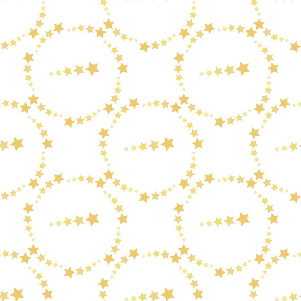 seamless mönster med runda ramar av gula stjärnor på vit bakgrund för pläd, tyg, textil, kläder, kort, vykort, scrapbooking papper, bordsduk och andra saker. vektor bild.