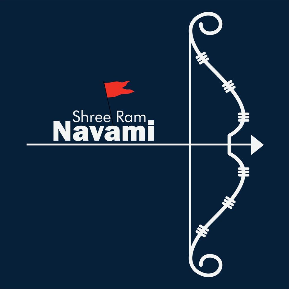 ram navami grußkarte für hindu festival, mit ram navami kalligrafie in marathi. vektor