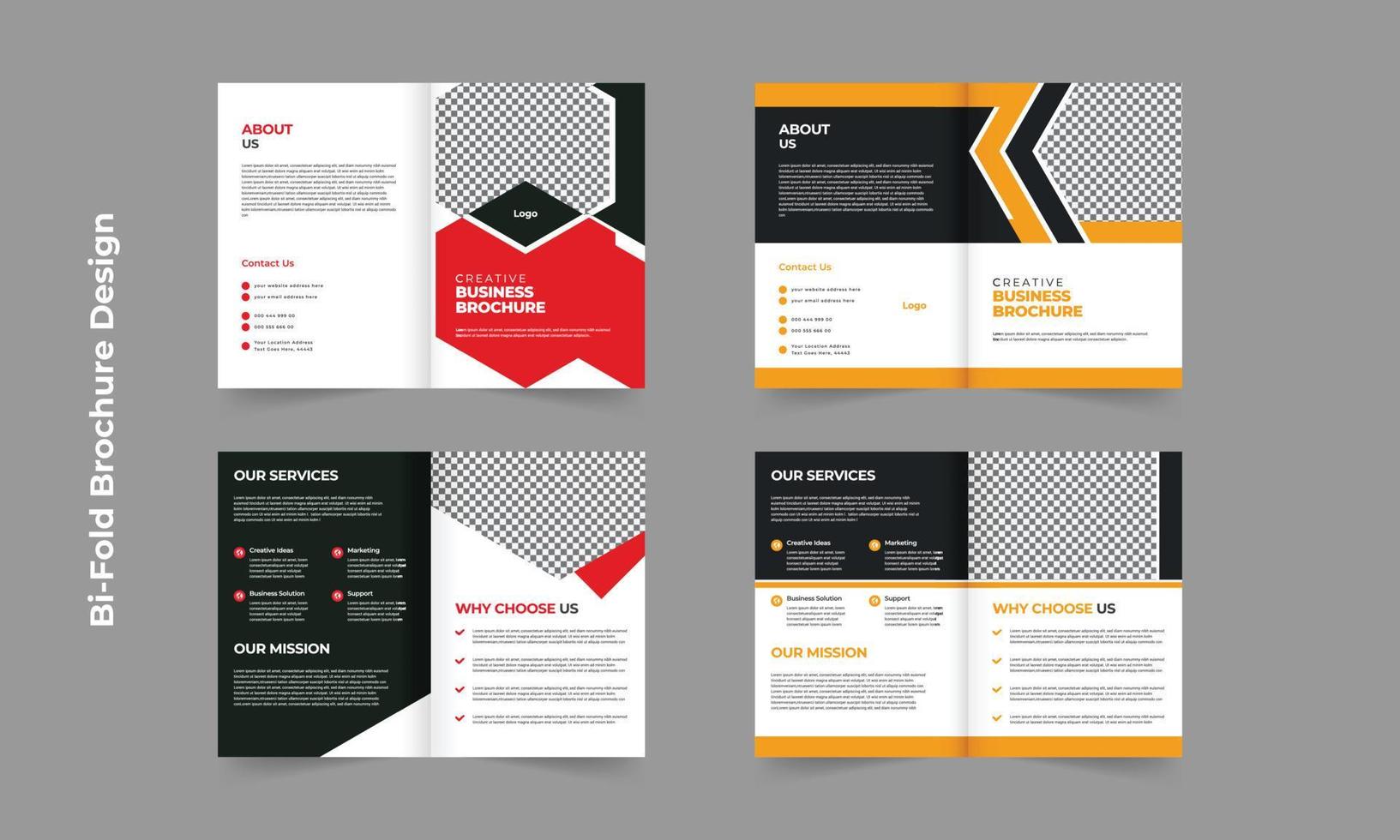 Business-Bifold-Broschürenvorlagen-Layout-Design und moderne Bifold-Broschürenvorlage. vektor