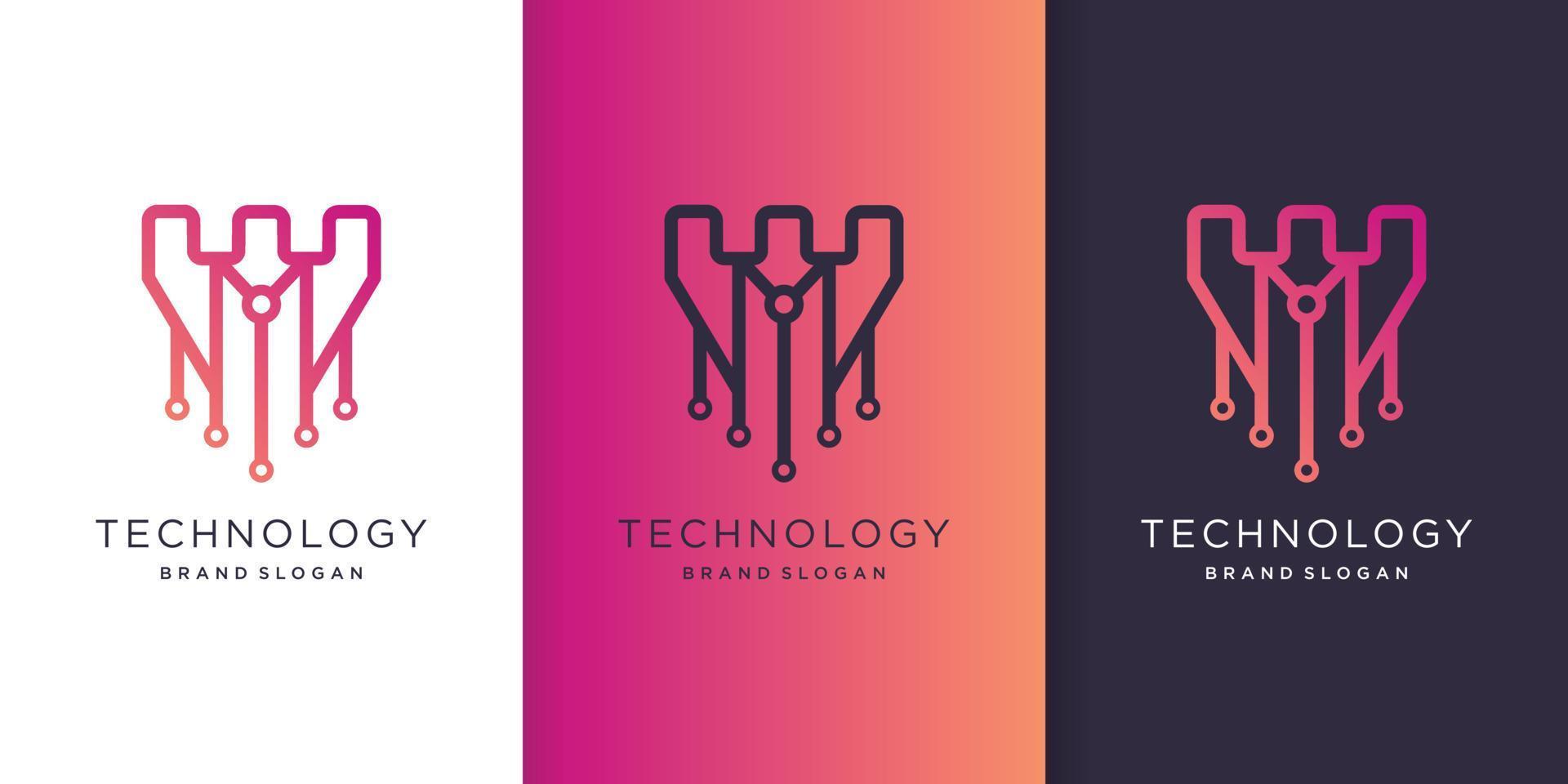 abstrakt tech logotyp mall med unik stil premium vektor