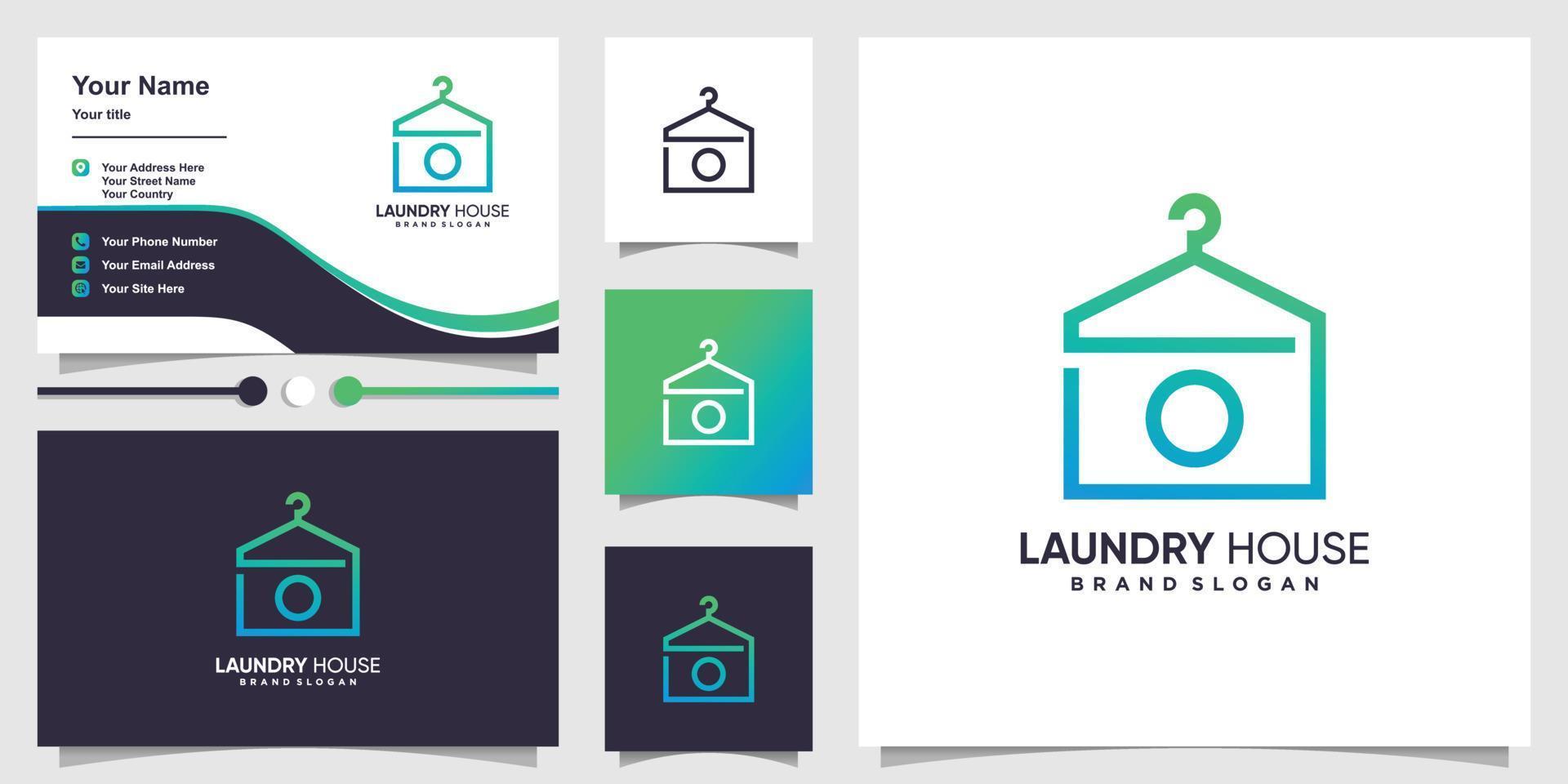 Wäscherei-Logo-Vorlage und Visitenkarten-Design-Premium-Vektor vektor