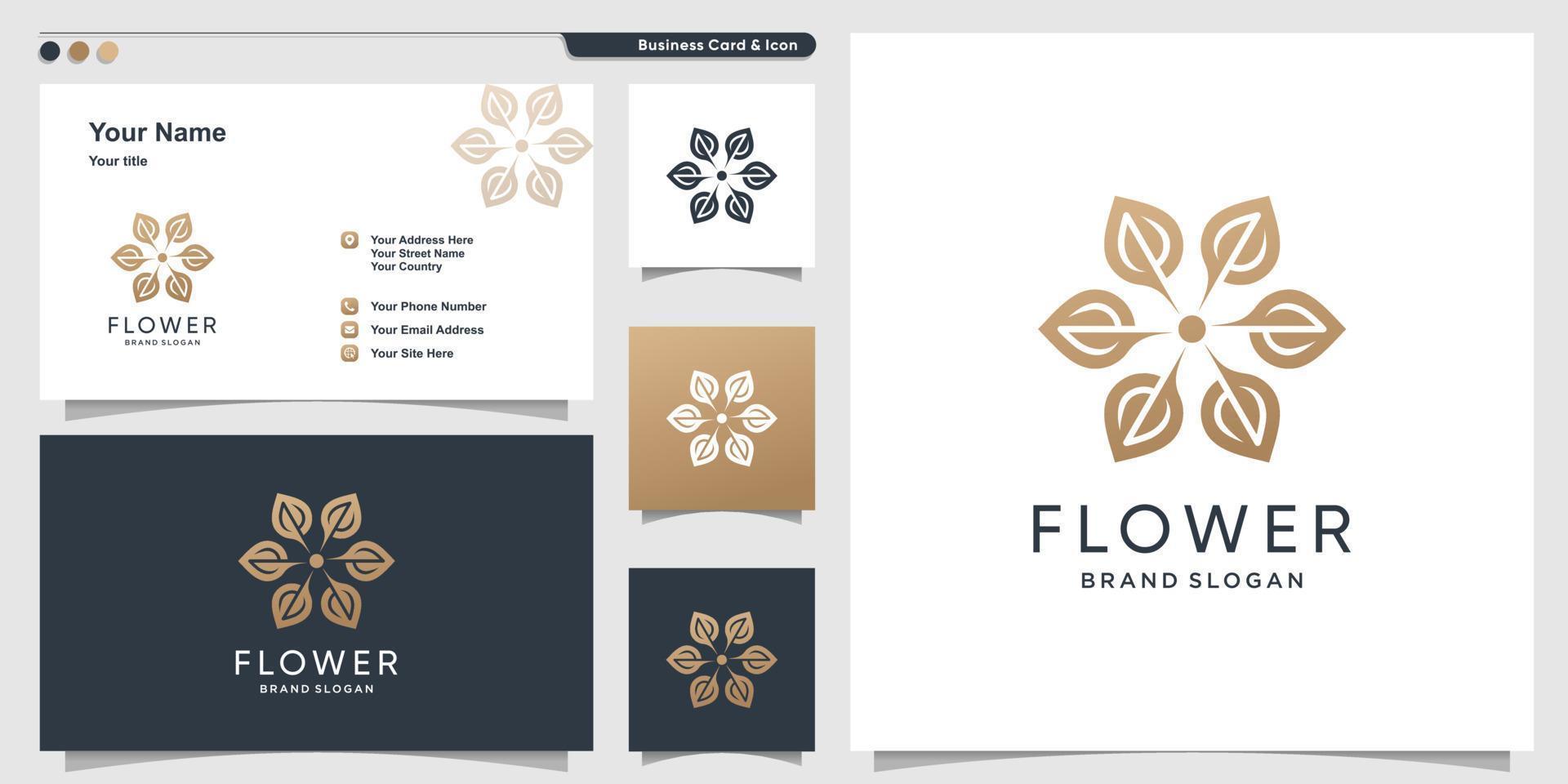 blomma logotyp design med modern stil och visitkort design premium vektor