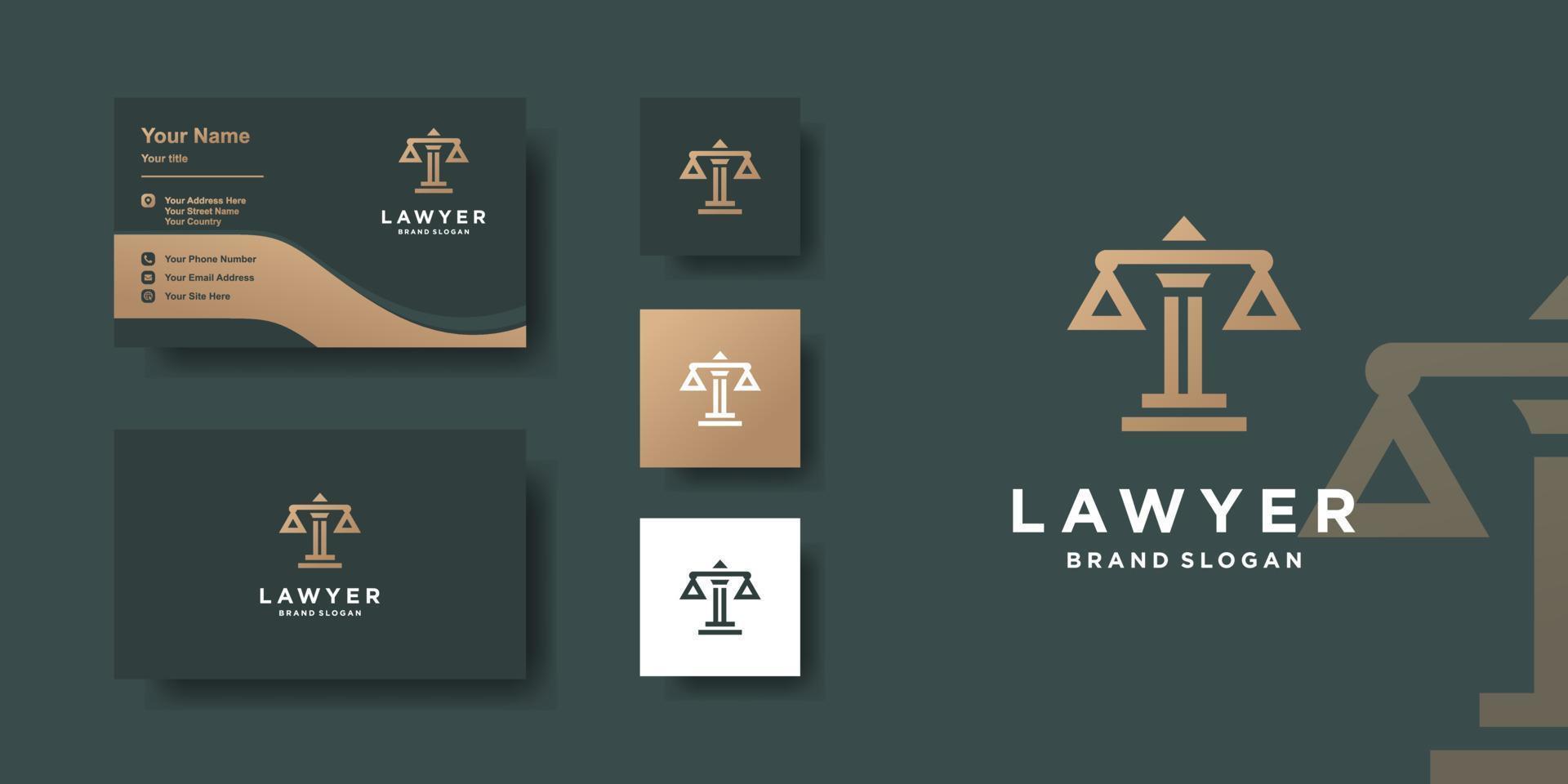 advokat logotyp mall med modern stil och visitkort design premium vektor