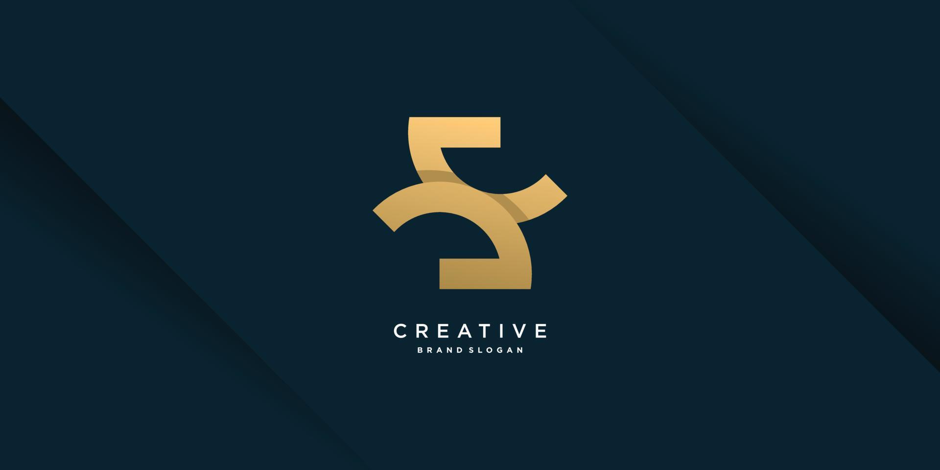 letter s logotyp med modernt unikt gyllene koncept för initial eller företag del 5 vektor