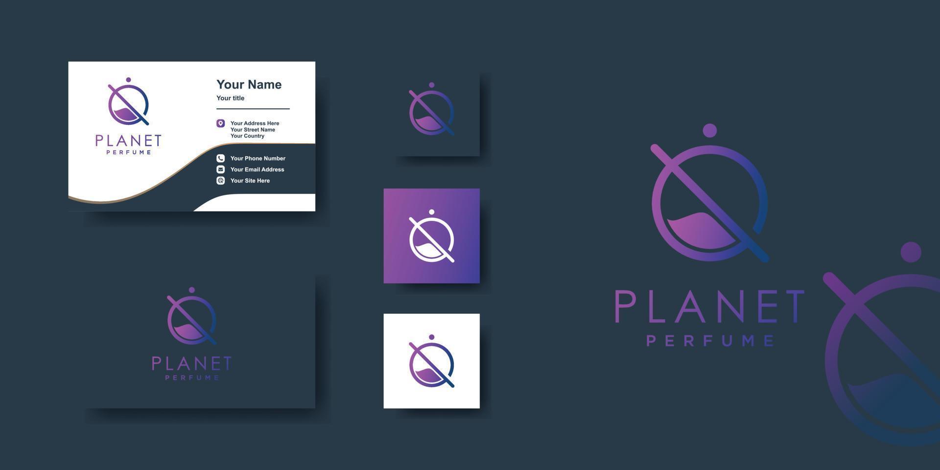 Planet Parfüm Logo Vorlage mit einzigartigem Konzept und Premium-Vektor für Visitenkartendesign vektor
