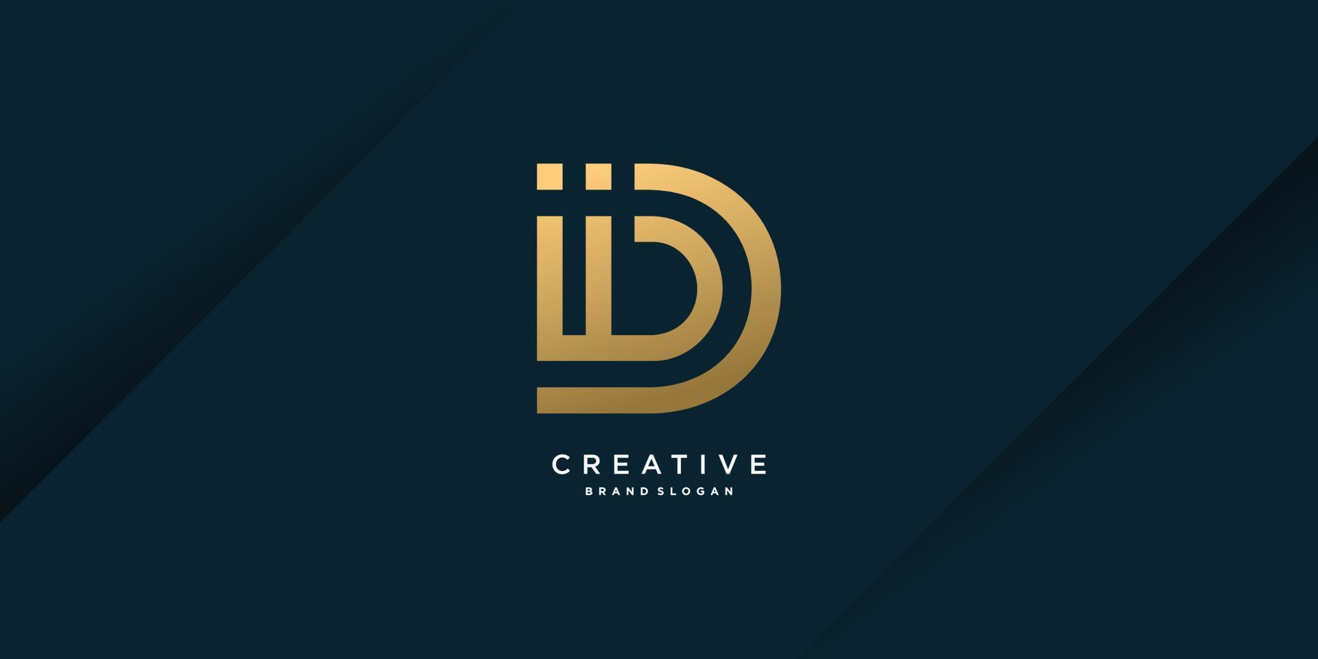 monogram d logotyp med kreativt unikt koncept för företag, företag eller person del 7 vektor