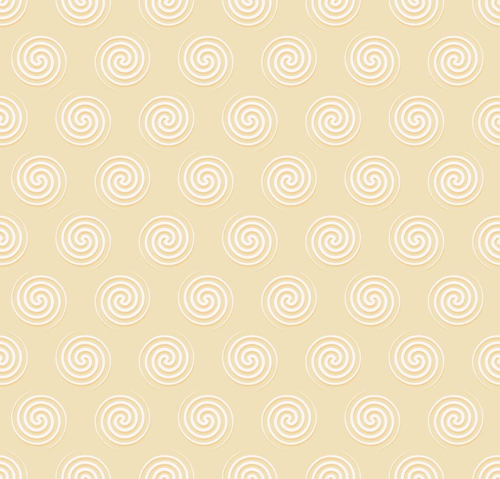 spiral geometriska eller sol form sömlösa mönster på pastell gräddgul färg bakgrund. använd för tyg, textil, dekorationselement, inslagning. trendigt sommarkoncept. vektor