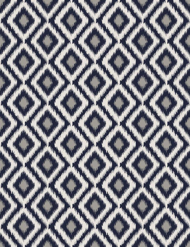 moderner blaugrauer Ikat-Diamantgitter geometrische Form nahtloser Musterhintergrund. verwendung für stoff, textil, bezug, dekorationselemente, verpackung. vektor