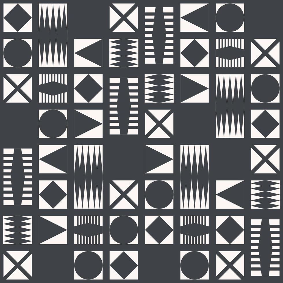 afrikansk tribal form geometriskt lapptäcke mönster svart och vit färg sömlös bakgrund. använd för tyg, textil, inredningselement, klädsel, omslag. vektor