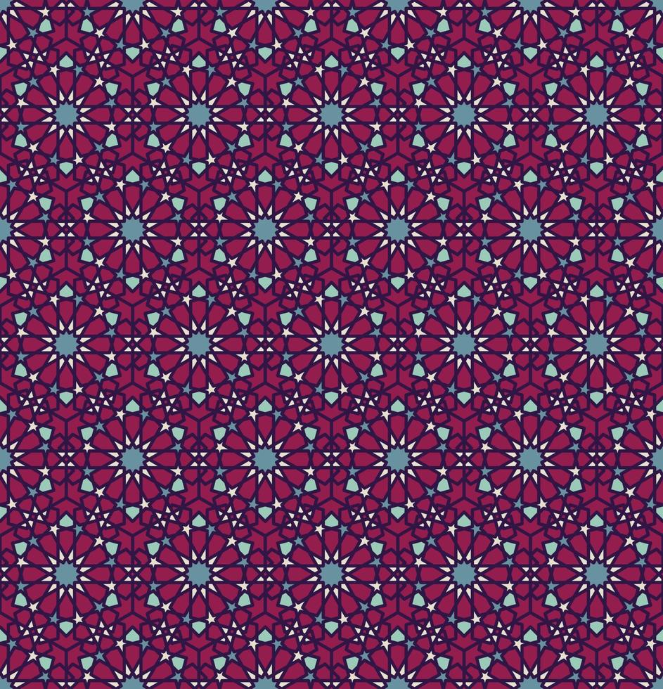 geometrischer islamischer oder arabischer stern sechseckform nahtloses muster lebendiger farbhintergrund. Verwendung für Stoffe, Textilien, Innendekorationselemente. vektor