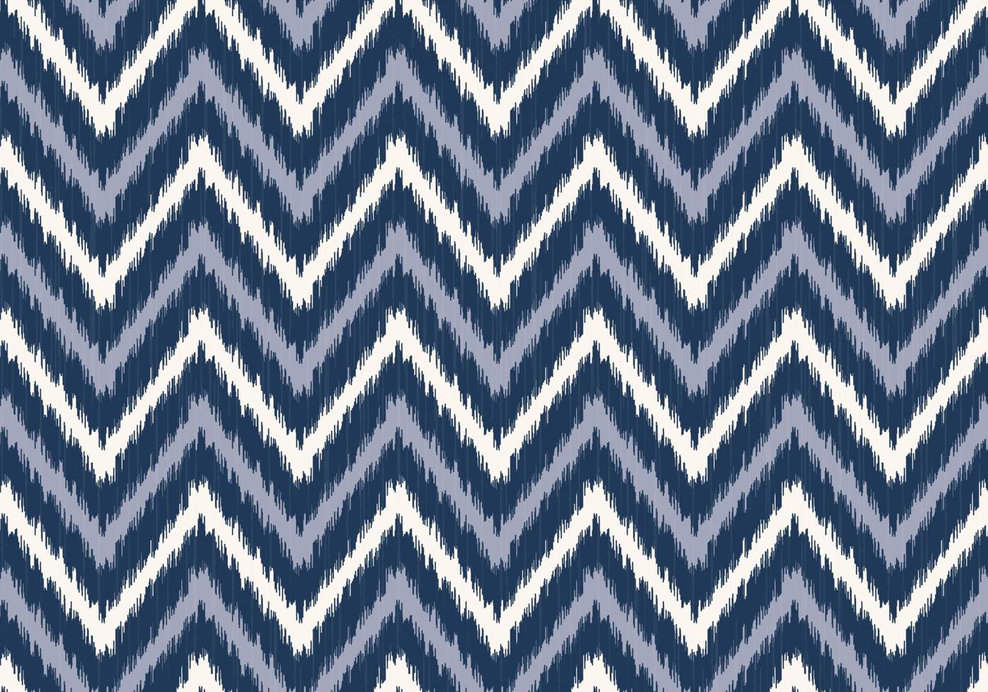 moderne ikat-zickzack- oder chevron-geometrische form mit blauem überlappungsfarbnahtlosem musterhintergrund. Verwendung für Stoffe, Textilien, Innendekorationselemente, Verpackungen. vektor