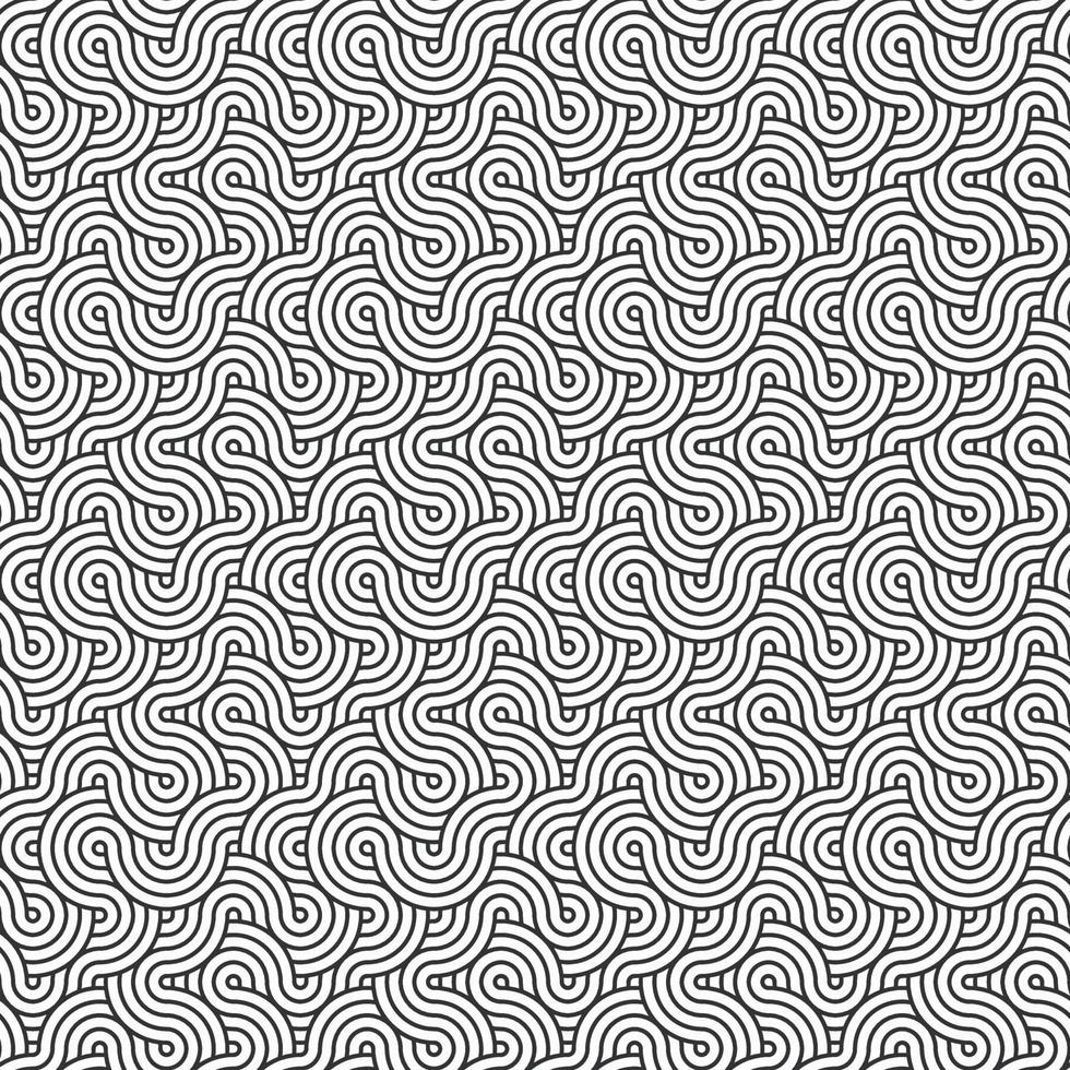 abstrakt diagonal curl vågiga linjer form överlappande cirklar geometriska sömlösa mönster, användning för mall, material, element, prydnad bakgrund. vektor