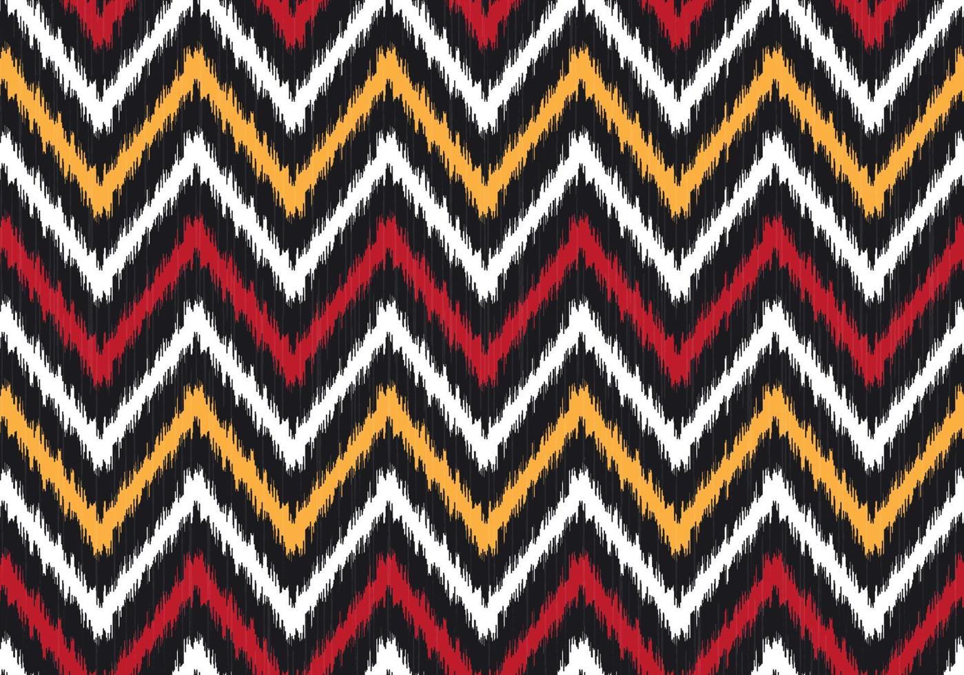 modern ikat zig zag eller chevron geometrisk form med röd, gul sömlös bakgrund. använd för tyg, textil, dekorationselement. vektor