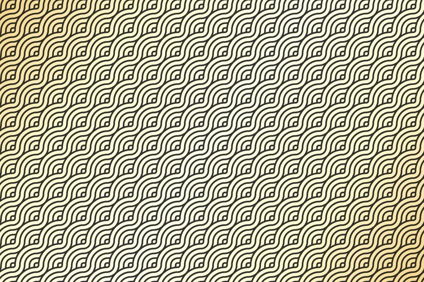 diagonal japansk eller kinesisk geometrisk våg stil. abstrakt överlappande cirkel vågig linje form mönster med lyx svart och guld gradient färg bakgrund. vektor