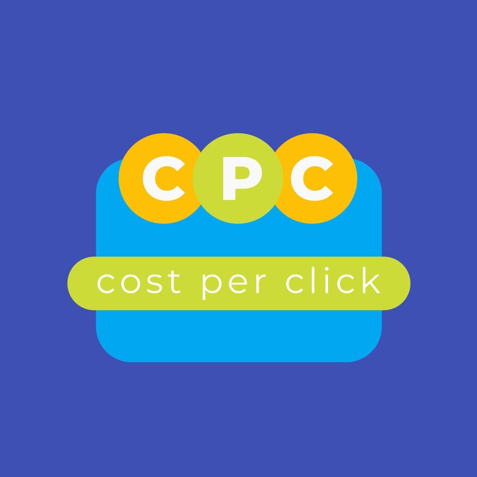 cpc, kostnad per klick, marknadsföringskoncept, platt vektor